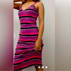 Express purple striped midi dress stretch small